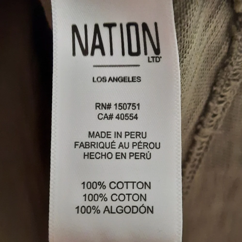 NATION LTD T-shirt Dress A-line Pockets Monochrome Med Khaki Olive Green XS 0 2 - Picture 6 of 8